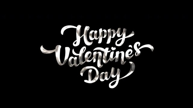 Happy valentine's day tex animation in elegant silver font. Perfect for greeting cards, social media posts, invitations, and digital designs.