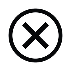 Obraz premium Black cross mark in a circle isolated on, representing cancellation, rejection, or error message