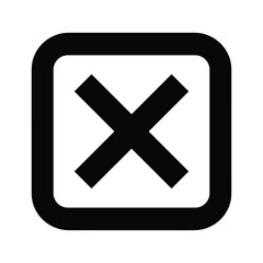 Obraz premium Black cross mark in a square isolated on, representing cancellation, rejection, or error, simple and clear
