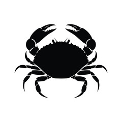 Silhouette of a crab isolated on, showcasing its distinctive claws and intricate body structure