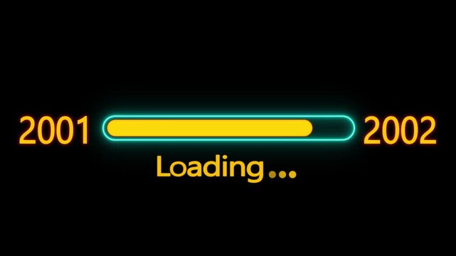 Year changing from 2001 to 2002. Loading bar from 2001 to 2002 new year transfer animation. New year 2002 loading bar animation, Year change concept.