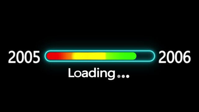 Year changing from 2005 to 2006. Loading bar from 2005 to 2006 new year transfer animation. New year 20026 loading bar animation, Year change concept.