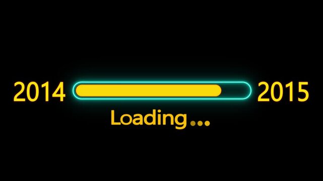 Year changing from 2014 to 2015. Loading bar from 2014 to 2015 new year transfer animation. New year 2015 loading bar animation, Year change concept.