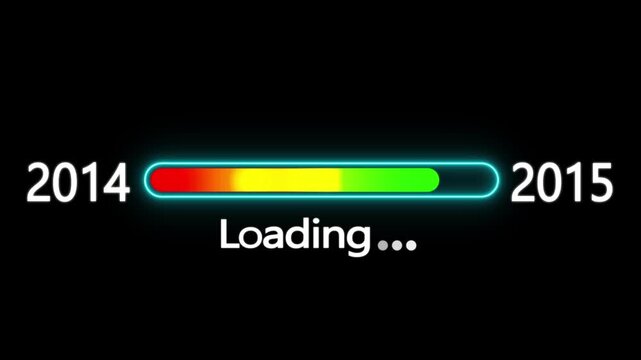 Year changing from 2014 to 2015. Loading bar from 2014 to 2015 new year transfer animation. New year 2015 loading bar animation, Year change concept.