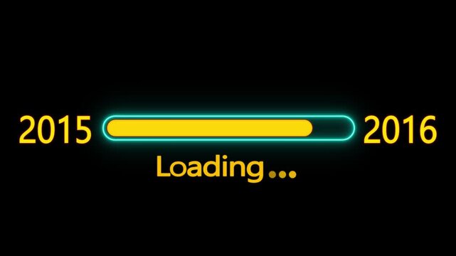 Year changing from 2015 to 2016. Loading bar from 2015 to 2016 new year transfer animation. New year 2016 loading bar animation, Year change concept.