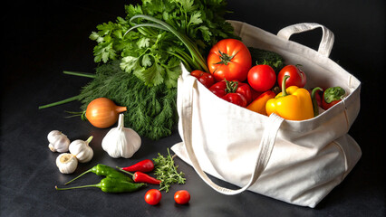 Canvas tote with fresh vegetables