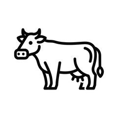 Simple line art icon of a cow isolated on