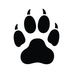 Black paw print of a dog or wolf isolated on