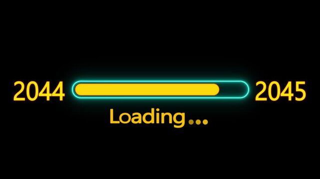 Year changing from 2044 to 2045. Loading bar from 2044 to 2045 new year transfer animation. New year 2045 loading bar animation, Year change concept.