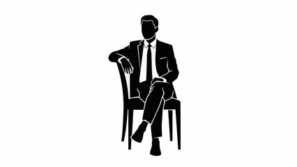 Silhouette of a businessman sitting elegantly on a chair.