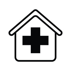 Obraz premium Hospital building icon with medical cross symbol
