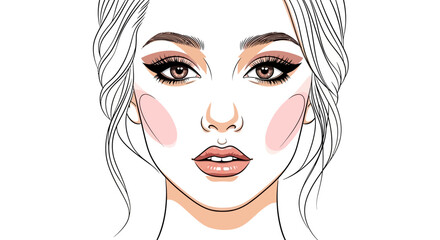Exquisite hand-drawn portrait showcasing meticulous makeup application and elegant hair styling