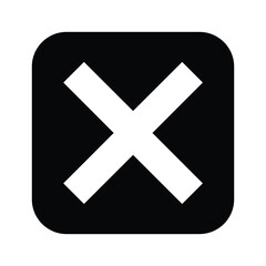 Obraz premium Black square button with white cross symbol