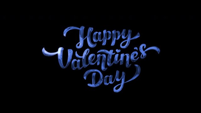 Happy valentine's day tex animation Handwritten calligraphy font for happy valentines day in blue. Perfect for greeting cards, social media posts, invitations, and flyers.