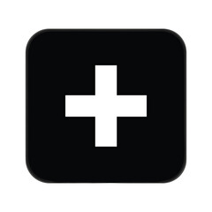 Black square button with white plus sign