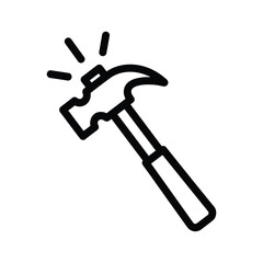 Hammer icon with striking motion indication
