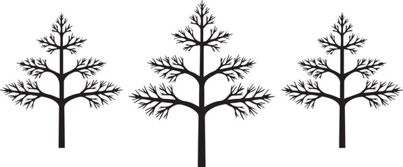 Obraz premium Three Simple Tree Silhouettes Nature Illustration Art