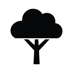 Simple black tree silhouette on white background