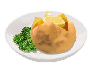 じゃがバター（皿、パセリ付き）