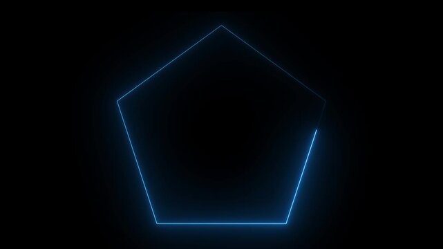 Pentagon shape glowing with cyan light moving dynamic background animation