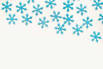 christmas background with snowflakes. Blue snowflake background. Snowflake texture.