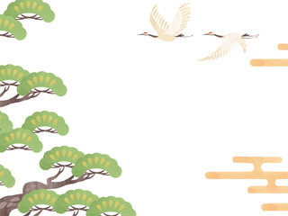 和風の鶴と松のフレーム