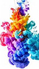 Swirling vivid inks bloom upwards in a rainbow cascade
