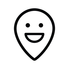 Fototapeta premium Smiling map pin icon on white background