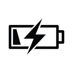 Battery charging icon with lightning bolt symbol