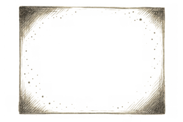 Hand-drawn grunge rectangular border with vintage texture, creating an old paper or sketch frame on transparent background