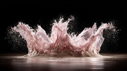 Dynamic eruption of opaque fluid creates dramatic crown shape against black background