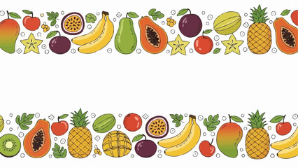 Vibrant Tropical Fruits Border Design with Exotic Variety.