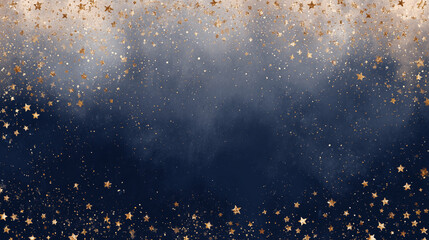 Blue Christmas background with decorative gold glitter, and a festive winter holiday design