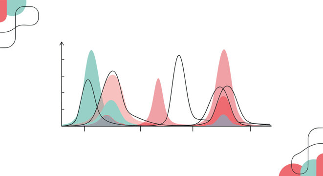 Abstract scientific data visualization background featuring overlapping distribution curves on a graph for statistical analysis concepts.