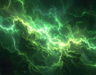 Green lightning flashes through dark, swirling energy clouds