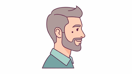 Stylized illustration of a man with beard and short hair in profile view.