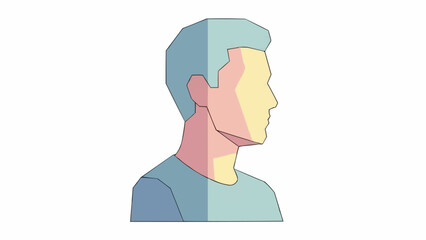 Stylized Profile of a Man with Geometric Features.