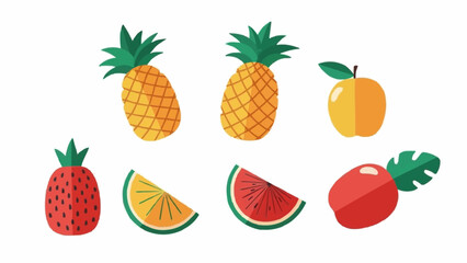 Collection of Fresh Fruits Pineapple Apple Watermelon Citrus Slice.