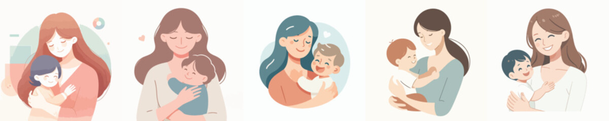 Obraz premium VECTOR OF WOMAN WITH CHILD ON WHITE BACKGROUND