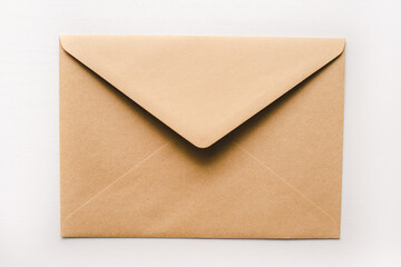 old envelope isolated on white background. Kraft envelope on a white background.