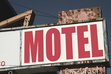 Old aged vintage motel sign