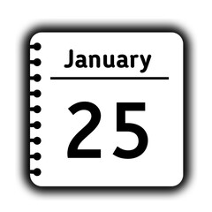 January 25st calendar new year day reminder icon note pad diary symbol