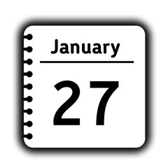 January 27st calendar new year day reminder icon note pad diary symbol