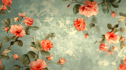 Vintage Floral Wallpaper with Soft Fabric Texture
