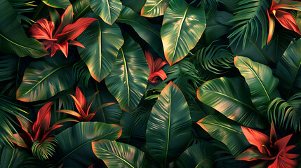 Bold tropical textile wallpaper featuring vibrant large-scale patterns, ideal for lively interior design searches and exotic d&eacute;cor inspiration.
