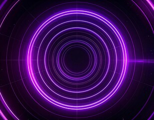 Glowing concentric purple circles creating a tunnel effect against black