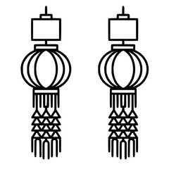 Traditional Lanna Style Lanterns Icon Vector Art for Asian Festival Decoration