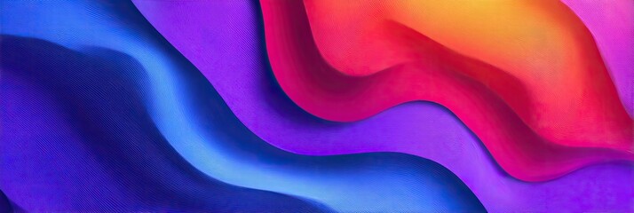 Abstract waves in vibrant hues of purple, blue, red, and orange, flowing and colorful