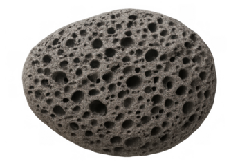 Pumice stone for foot exfoliation and skincare, natural porous volcanic rock ideal for removing dead skin, transparent background