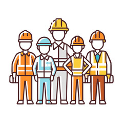 Diverse construction workers pose together, showcasing the different jobs concept.